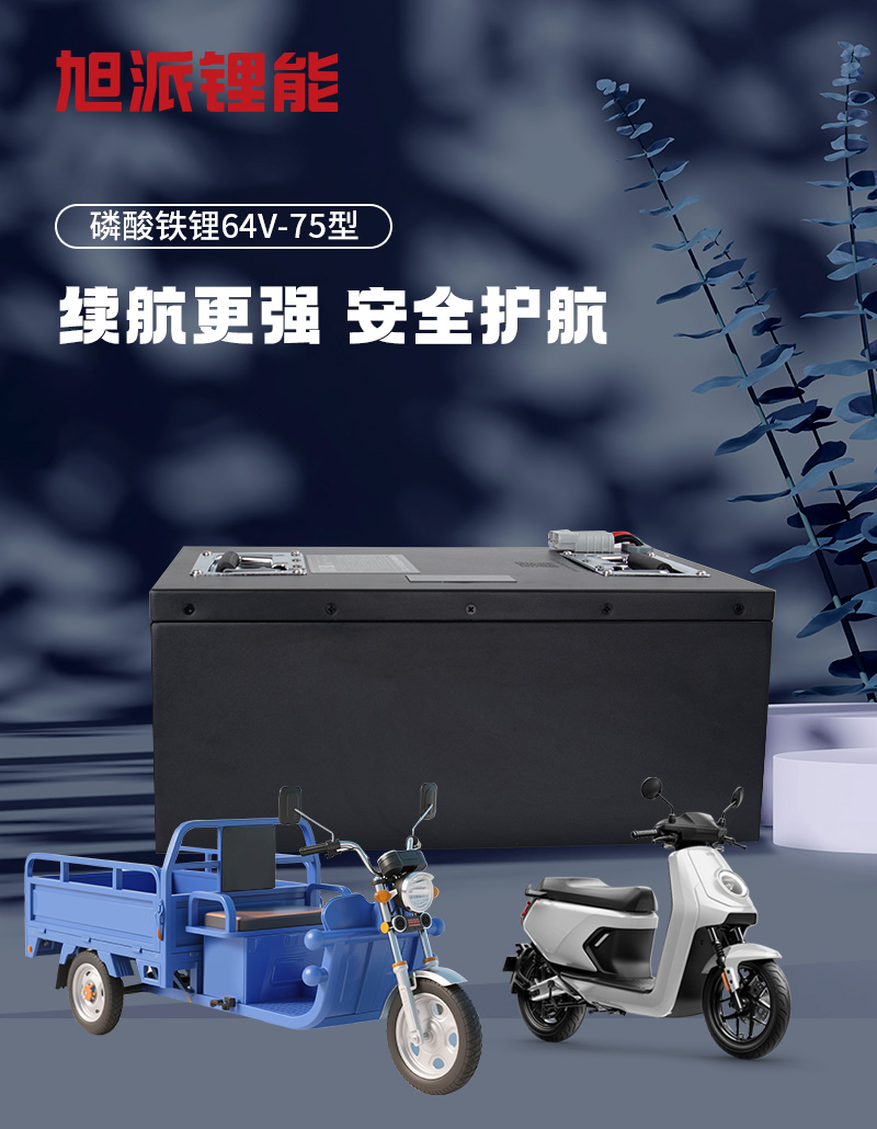 旭派锂能磷酸铁锂64V-75型三轮车电池